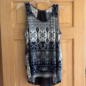 Love Spell Navy Blue Paisley Tank Top Size Small
